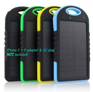 Cheap Chip סוללות חיצוניות 5000 mah Dual-USB Waterproof Solar Power Bank Battery Charger for Cell Phone
