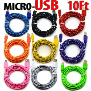 Cheap Chip מטענים וכבלים 10&#039; Foot Micro USB 2.0 Cable For Android Phones Charging Sync Charger Cord lot