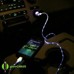 Cheap Chip מטענים וכבלים Blue Car Charger - Micro USB Cell Phone Smart Fast LED Glow Cable Light Up Glo 