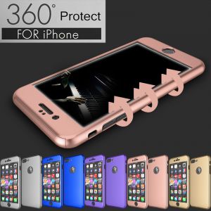 Cheap Chip מגנים For iPhone 6 6S 7 360° Protection Acrylic Hard Case + Tempered Glass Cover
