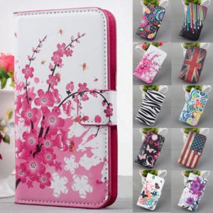 Cheap Chip מגנים New Classic Flower Flip Leather PU Wallet Stand Case Cover For Smart Cell Phones