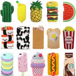 Cheap Chip מגנים 3D Cartoon Hot Cute Kawaii Food Silicone Phone Case Cover Back For Various Phone