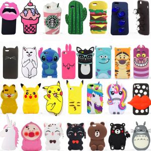 Cheap Chip מגנים 3D Hot Soft Silicone Rubber Cute Animal Cartoon Phone Case Cover Back For iPhone