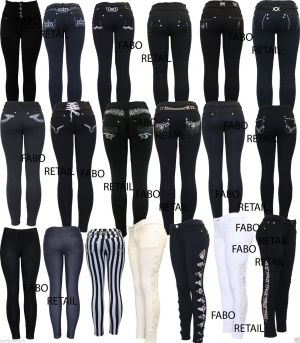 Cheap Chip לאישה Plus Size New Ladies Black Crown Embroidery Buckle Jeggings Jeans leggings 8-26
