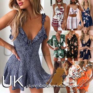 Cheap Chip לאישה UK Womens Holiday Playsuit Romper Ladies Jumpsuit Summer Beach Dress Size 6 - 14