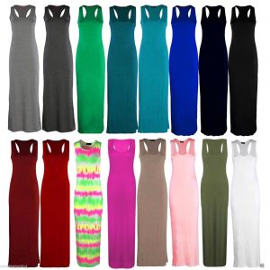 Cheap Chip לאישה Women Ladies Jersey Long Summer Vest Racer Muscle Back Maxi Dress Plus Size 8-26