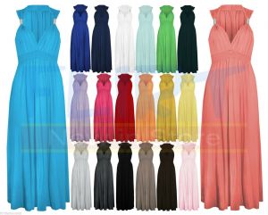 Cheap Chip לאישה LADIES LONG STRETCH WOMENS MAXI DRESS SPRING COIL EVENING DRESSES One Size 8-14