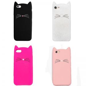 Cheap Chip מגנים Hot Hot Cute Bearded Cat Cartoon Soft Silicon Case Cover Back For Various Phones