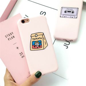 Cheap Chip מגנים Cute Pink Cartoon Simple Pattern Soft Phone Case Cover for iPhone X 6 6S 7 8Plus
