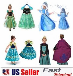 Cheap Chip תחפושות לתינוקות  Princess Elsa Anna Frozen Dressup Costume Dress Ball Gown Toddler 2-10 Y