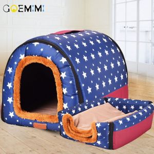 Cheap Chip לכלב New Warm Dog House Comfortable Print Stars Kennel Mat For Pet Puppy Top Quality Foldable Cat Sleeping Bed cama para cachorro