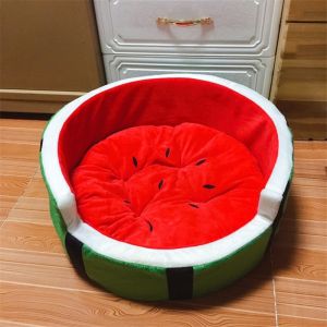 Cute Watermelon Modeling Kennel Dog Bed Cat Bed Mat Sofa Soft Pet Pad Pet Bed Removable Pillow Small Medium Dogs
