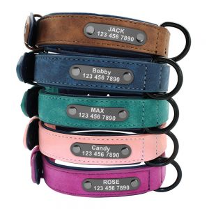 Cheap Chip לכלב Soft Padded Leather Personalized Dog Collar Name ID for Small Medium Large Dogs 