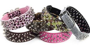 Cheap Chip לכלב Spiked Studded Rivet PU Leather Dog Collar Pit Bull BLACK L XL FOR LARGE BREEDS