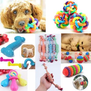Cheap Chip לכלב Puppy Pet Dog Colorful Dental Teething Healthy Teeth Chew Training Play Ball Toy