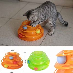 Cheap Chip לחתול Pet Cat Amusement Plate Trilaminar Toy Cat Crazy Ball Disk Interactive Funny Toy