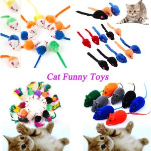 Cheap Chip לחתול 10Pcs/lot Colorful Soft False Mouse Cat Toys Feather Funny Playing Pets Toy Gift