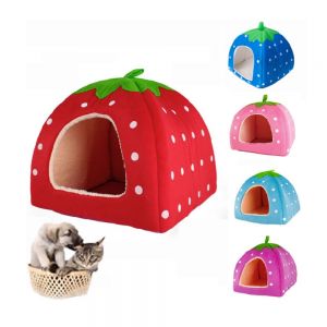 Cheap Chip לכלב Soft Strawberry Pet Dog Cat Bed House Kennel Doggy Warm Cushion Basket S M L