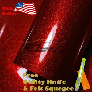 Cheap Chip ניקיון, אסטטיקה ובישום *Gloss Glitter Red Metallic Sparkle Car Vinyl Wrap Sticker Bubble Free Film