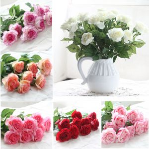 Cheap Chip אביזרי נוי וגאדג׳טים 20/10Heads Real Touch Latex Rose Flower Bridal Wedding Bouquet Home Office Decor
