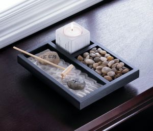 Cheap Chip אביזרי נוי וגאדג׳טים mini Office DESK Zen Sand rake Rock meditation Garden kit candle holder gift set