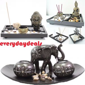 Cheap Chip אביזרי נוי וגאדג׳טים NEW Tabletop Incense Burner Gifts & Decor Zen Garden Kit w/ Statue Candle Holder