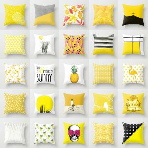 Cheap Chip אביזרי נוי וגאדג׳טים Polyester Yellow pillow case cover sofa car waist throw cushion cover Home Decor