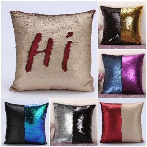 Cheap Chip אביזרי נוי וגאדג׳טים DIY Glitter Sequins Throw Pillows Cases Home Sofa Car Decorative Cushion Covers 