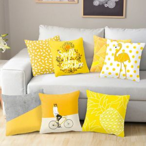 Cheap Chip אביזרי נוי וגאדג׳טים Yellow Polyester Pillow Case Sofa Car Waist Throw Cushion Cover Home Decoration