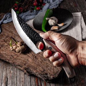5.5" Meat Cleaver Hunting Knife Handmade Forged Boning Knife Serbian Chef Knife Stainless Steel Kitchen Knife Butcher Fish Kn