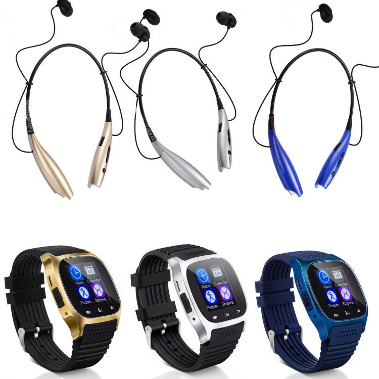 Cheap Chip אוזניות Bluetooth Smart Wrist Watch + Earphone For IOS Android iPhone Samsung HTC Huawei