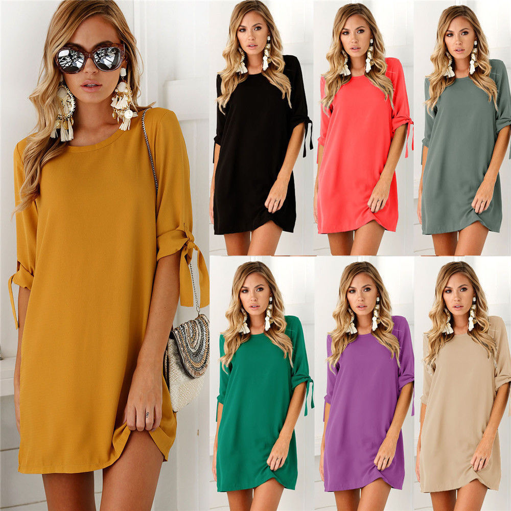 Cheap Chip לאישה Sexy Womens Plus Size Long T-shirt Ladies Casual Party Mini Dress Blouse Tops