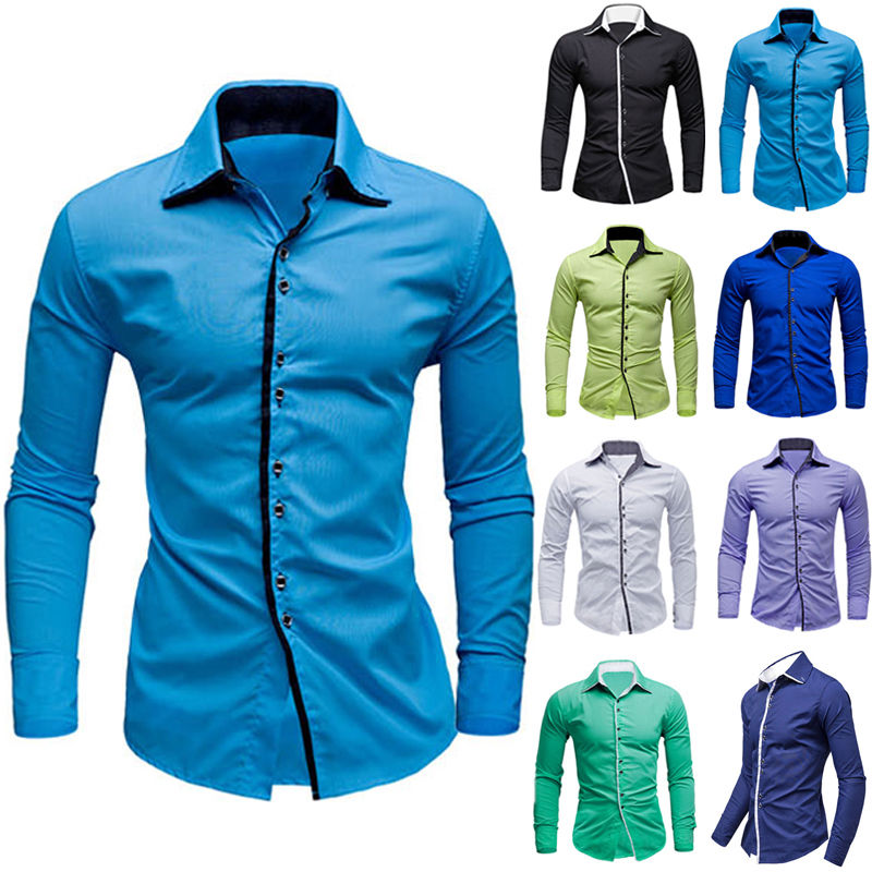 Cheap Chip לגבר Fashion Mens Luxury Casual Stylish Slim Fit Long Sleeve Casual Dress Shirts Tops