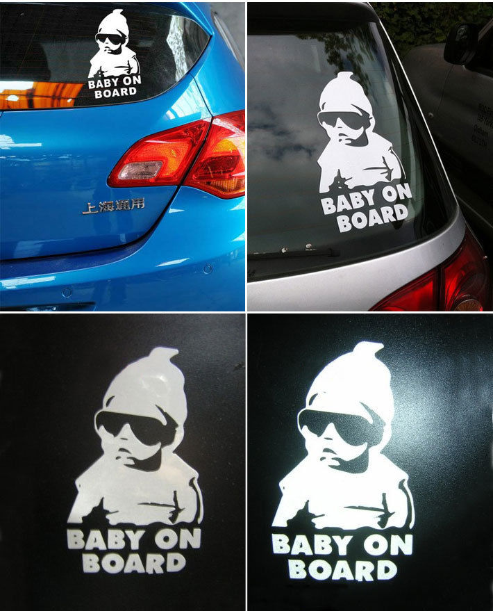 Cheap Chip ניקיון, אסטטיקה ובישום Funny Cool Baby on Board Vinyl Car Sticker with sunglasses Decal Sign Window
